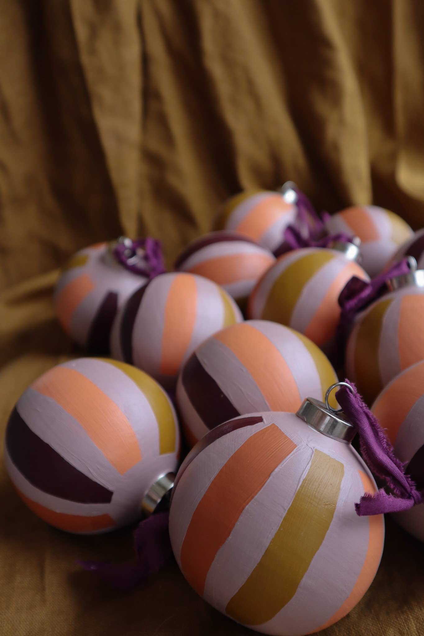 Modern "PEPPERMINT" Hand Painted Ornament