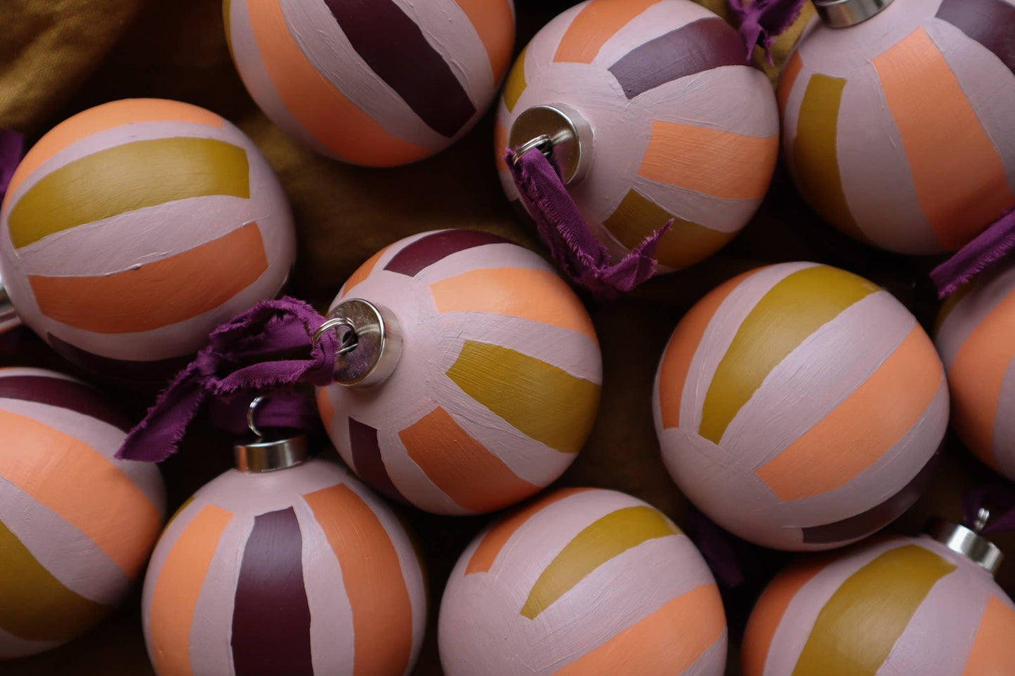 Modern "PEPPERMINT" Hand Painted Ornament