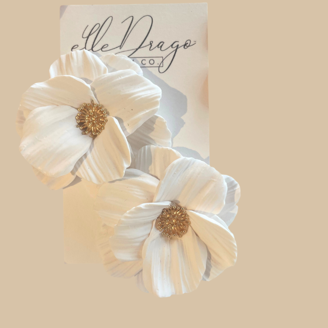 White Flower Earrings