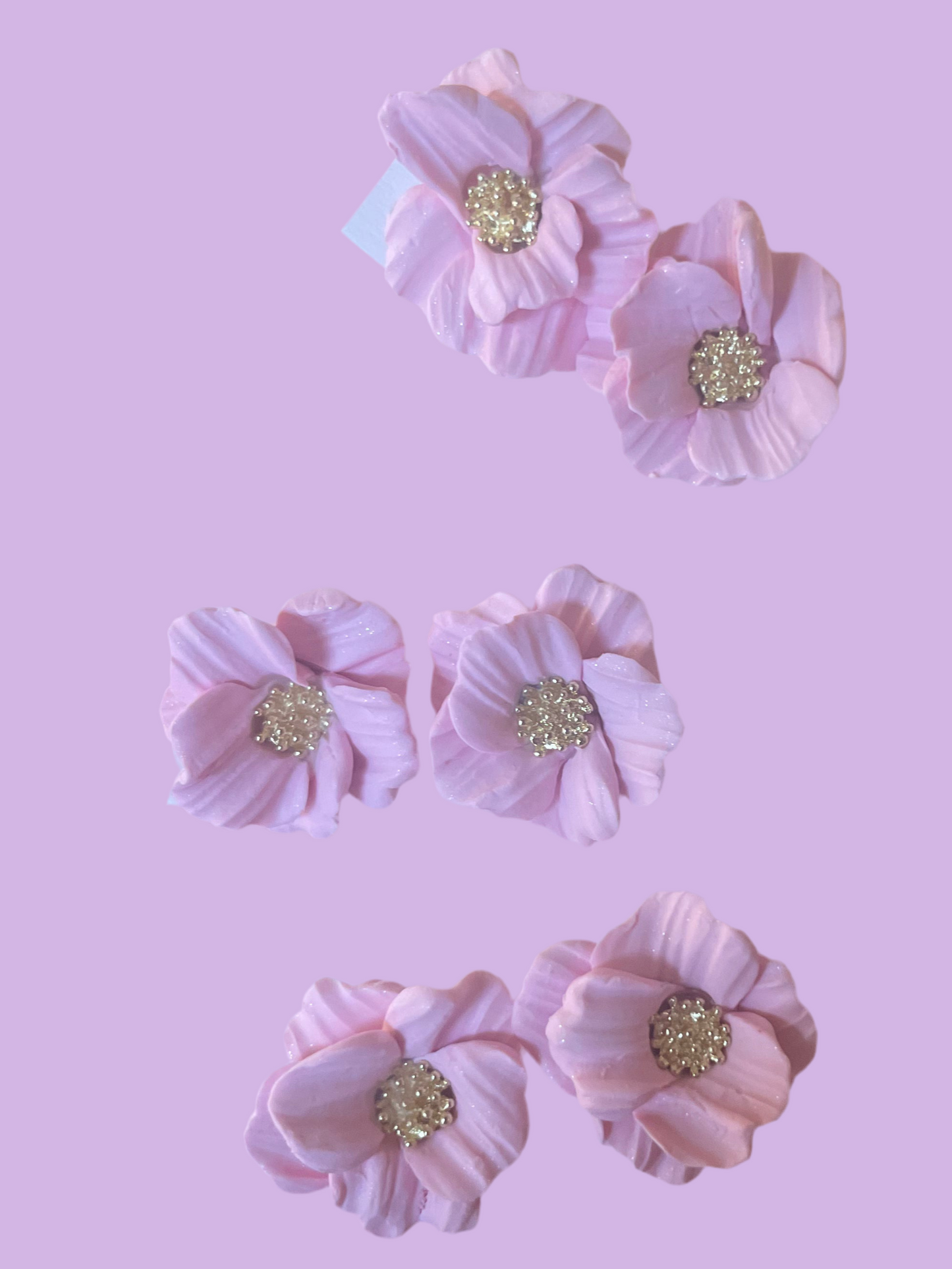 Mini Magnolia Stud Earrings-Light Pink