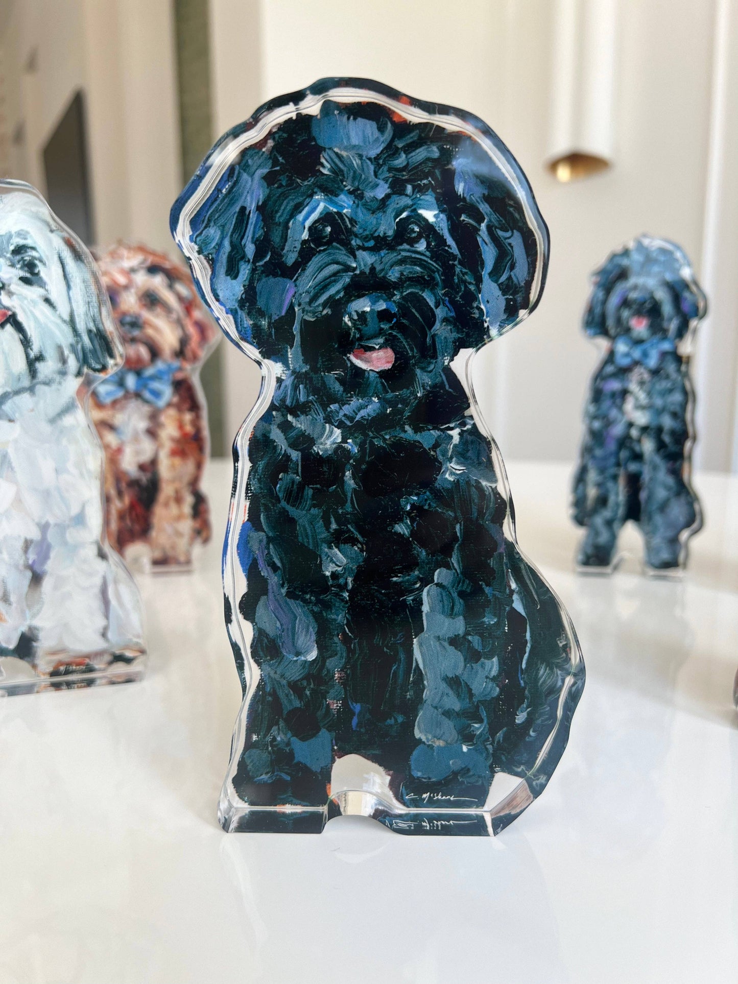 "Small Black Dog" acrylic shelfie