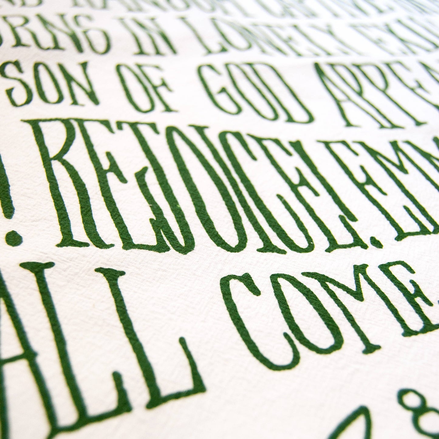 O Come, O Come Emmanuel Christmas Tea Towel - Evergreen