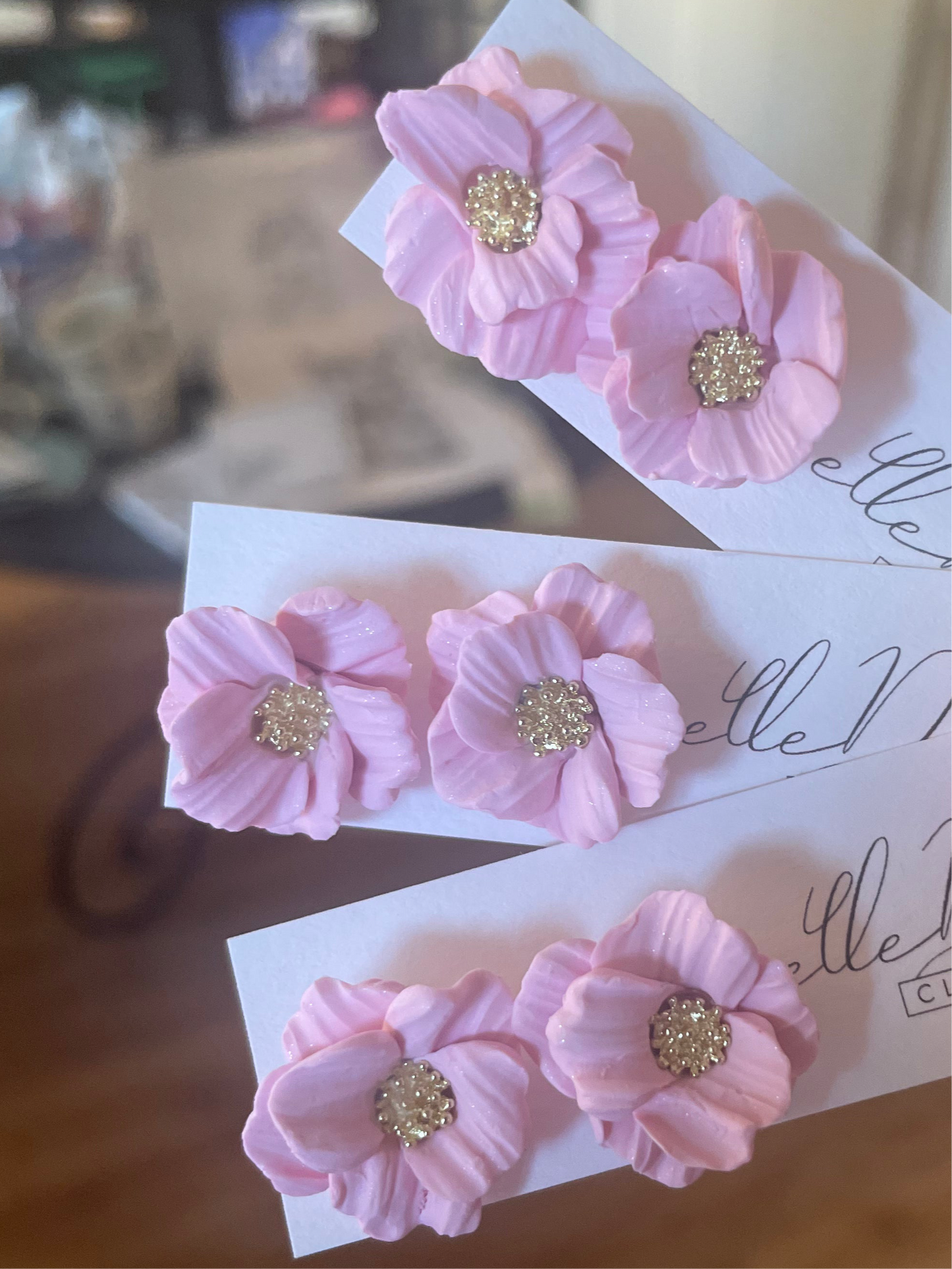 Mini Magnolia Stud Earrings-Light Pink