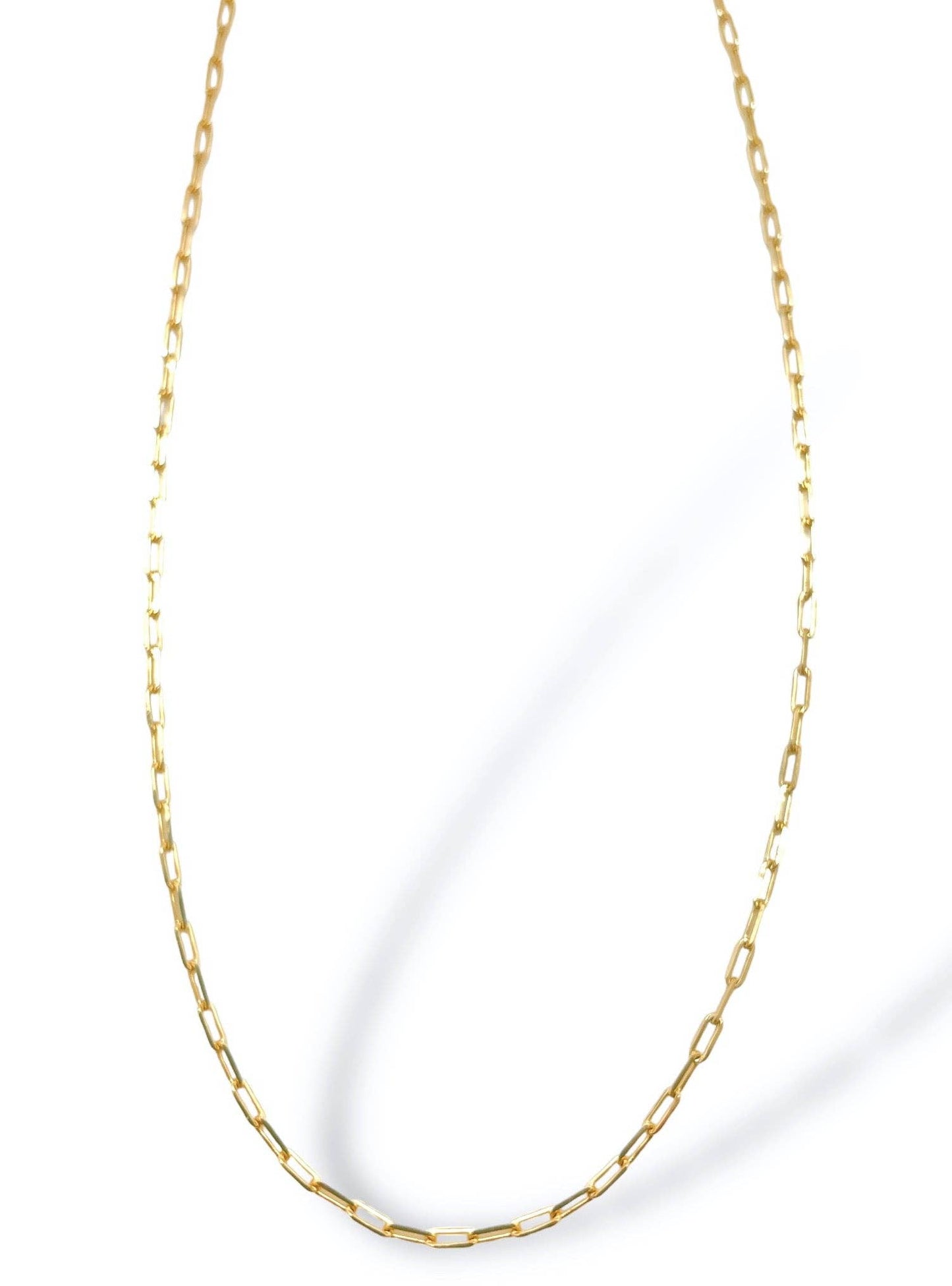 2mm Gold Filled Dainty Paperclip Chain: 18"