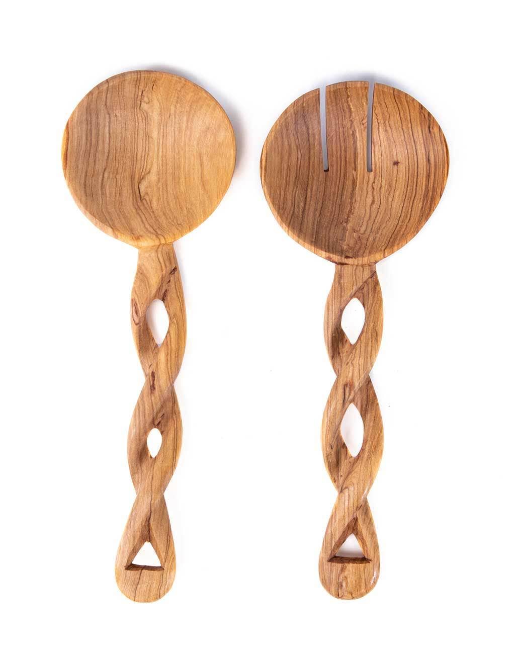 Twisted Wood Salad Servers