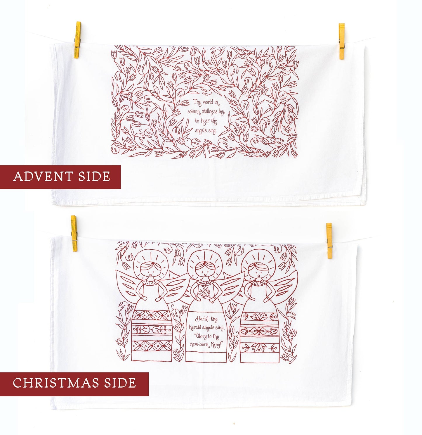 Hark! The Herald Angels Sing Christmas Hymn Tea Towel