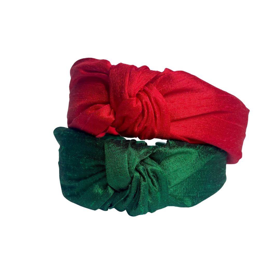 Cupid Red Dupioni Silk Top Knot Headband