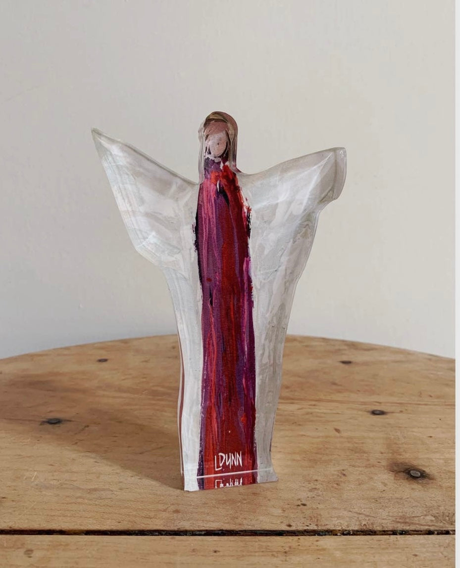Red "Hallelujah" Acrylic Angel