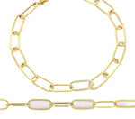 18K Gold Paper Clip Charm Bracelet