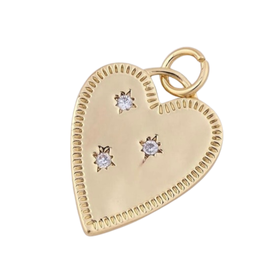 Three Star Heart Charm
