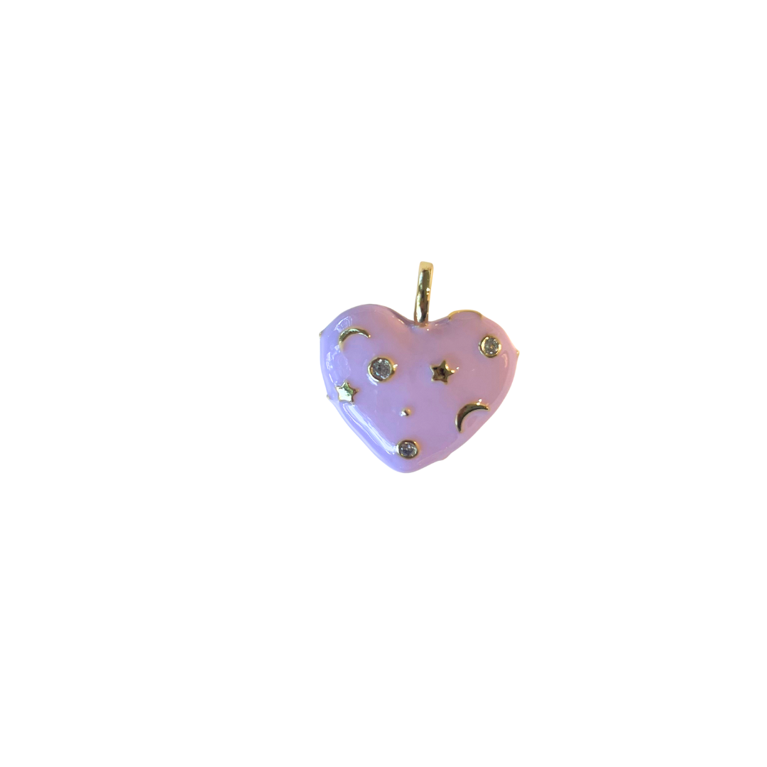 Lilac Enamel Heart Charm