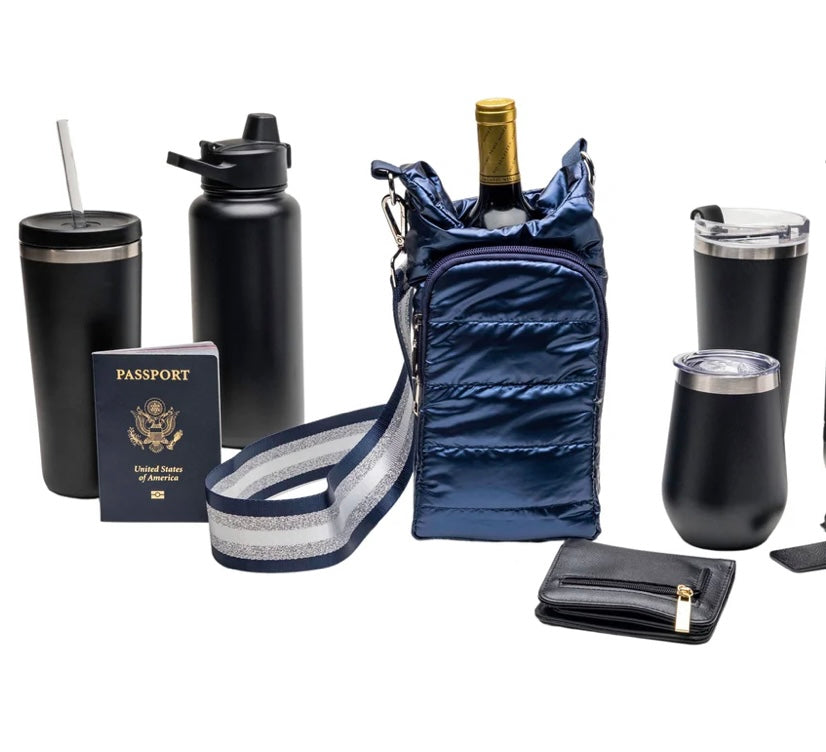 Navy Blue Shiny HydroBag with Gray/Navy Strap