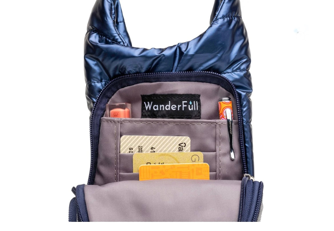 Navy Blue Shiny HydroBag with Gray/Navy Strap