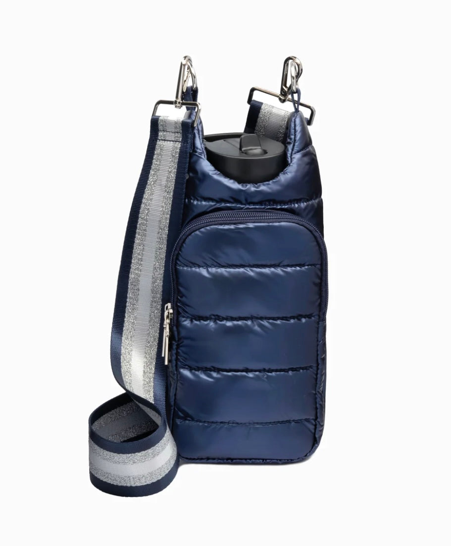 Navy Blue Shiny HydroBag with Gray/Navy Strap
