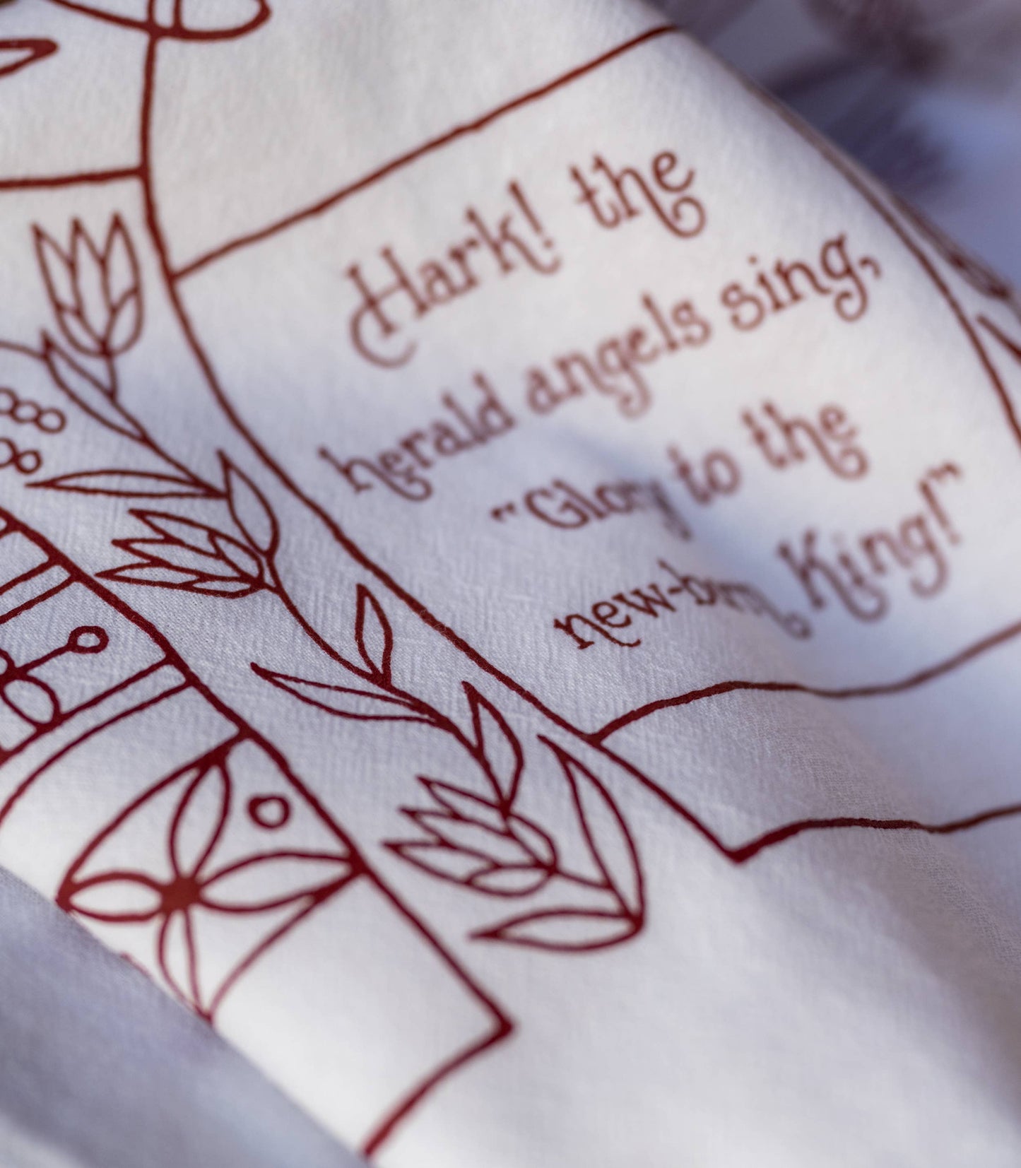 Hark! The Herald Angels Sing Christmas Hymn Tea Towel