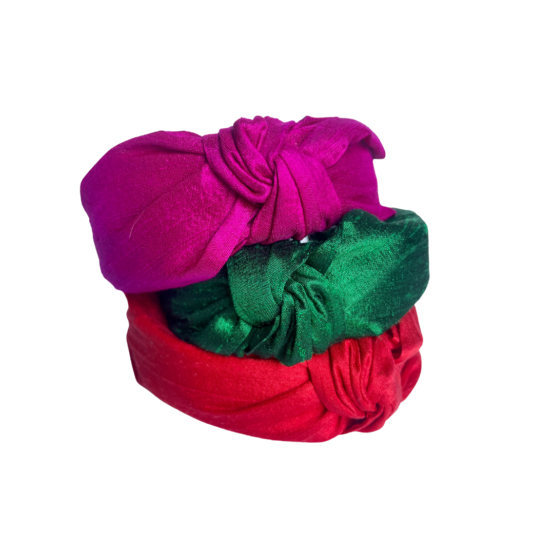 Cupid Red Dupioni Silk Top Knot Headband
