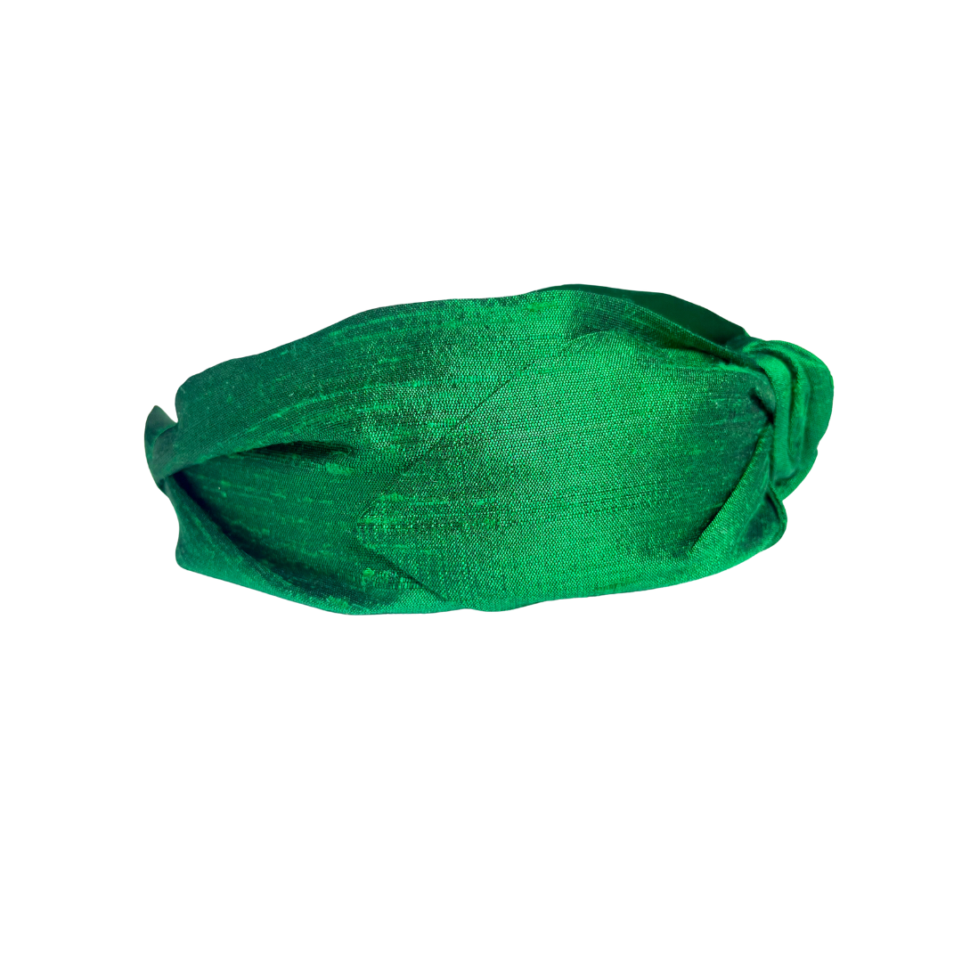 Emerald Dupioni Silk Top Knot Headband