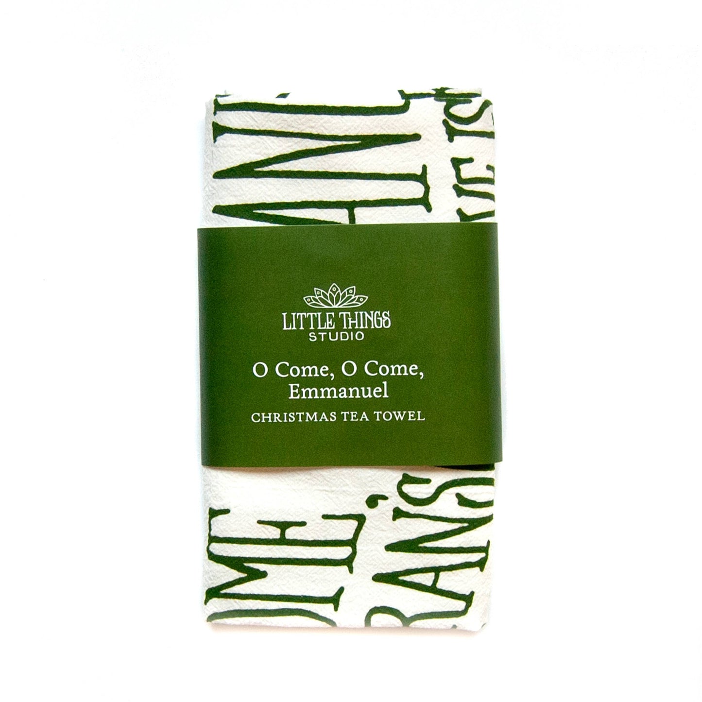 O Come, O Come Emmanuel Christmas Tea Towel - Evergreen