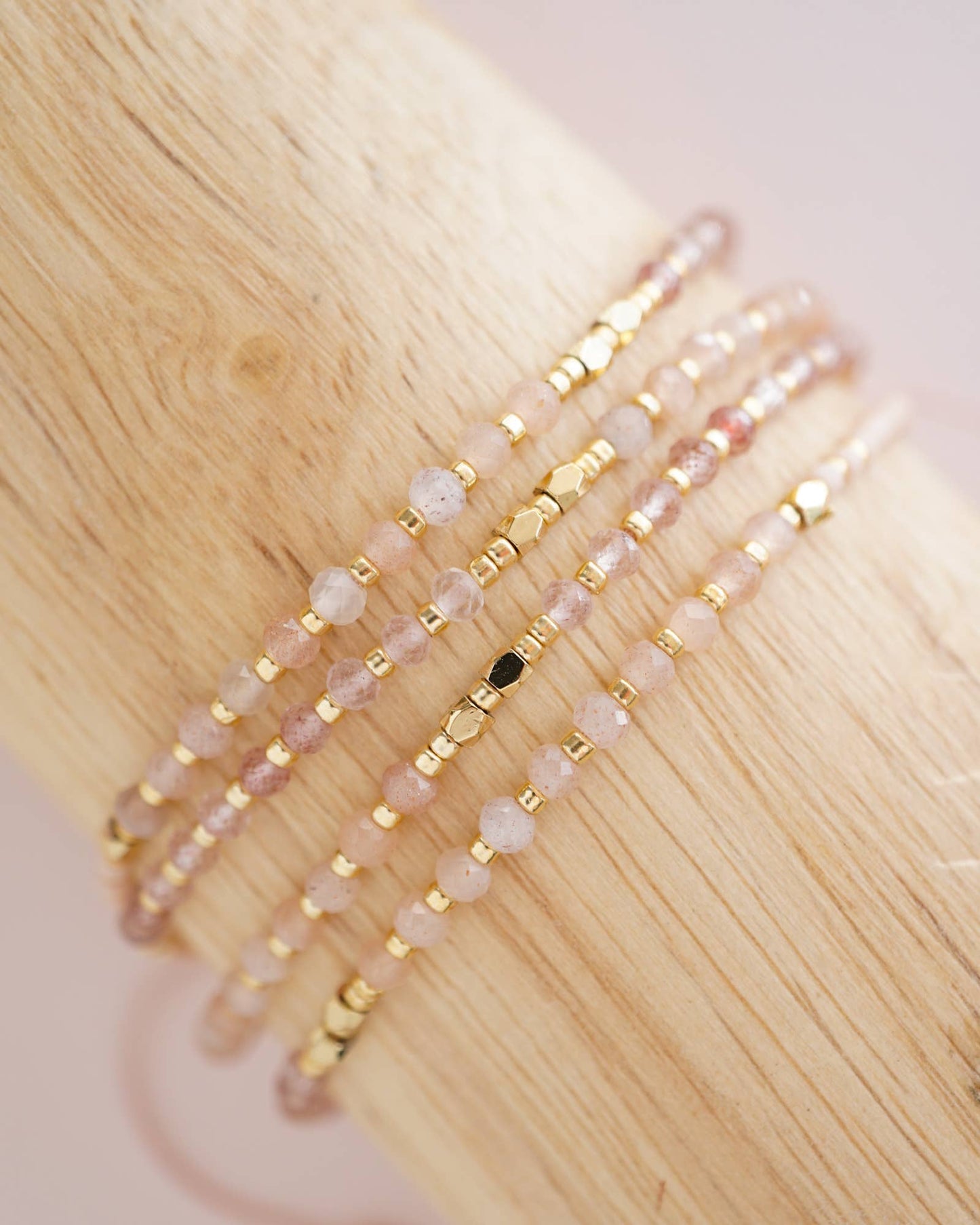Rose Quartz Gemstone Stacking Bracelet