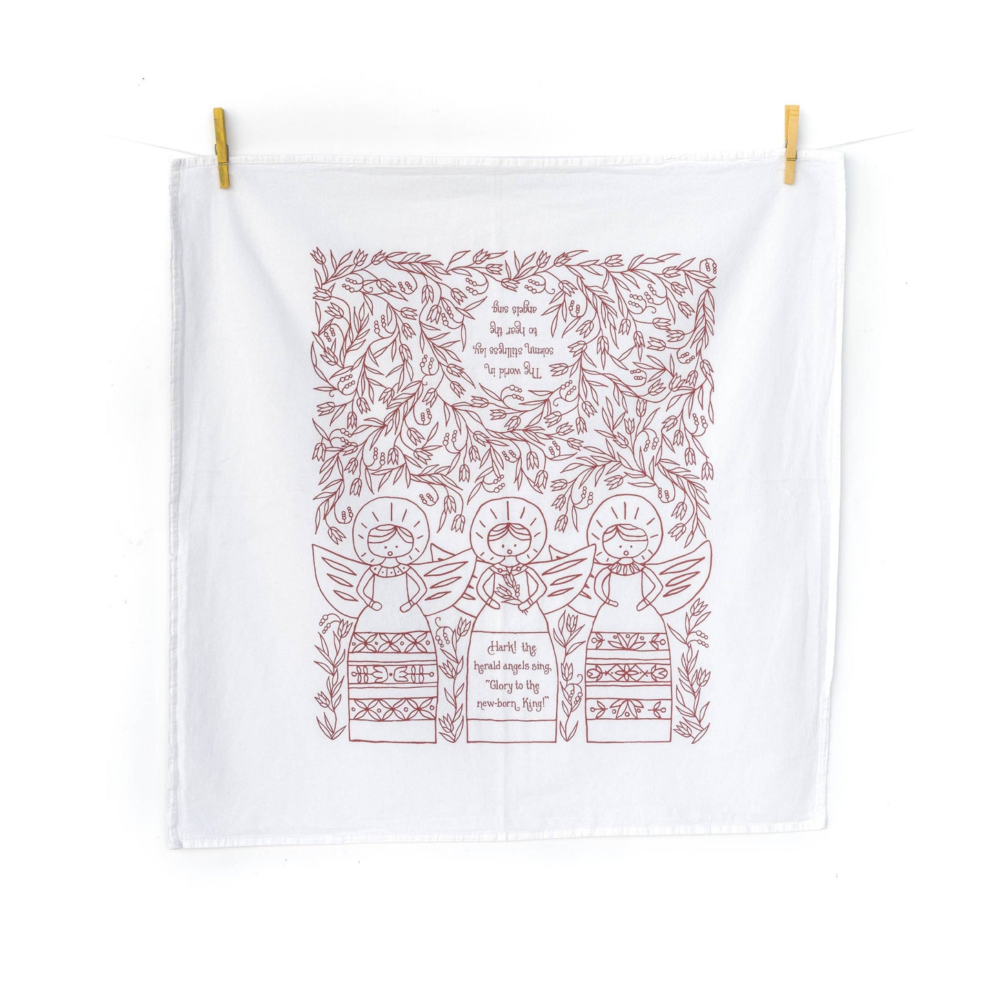 Hark! The Herald Angels Sing Christmas Hymn Tea Towel