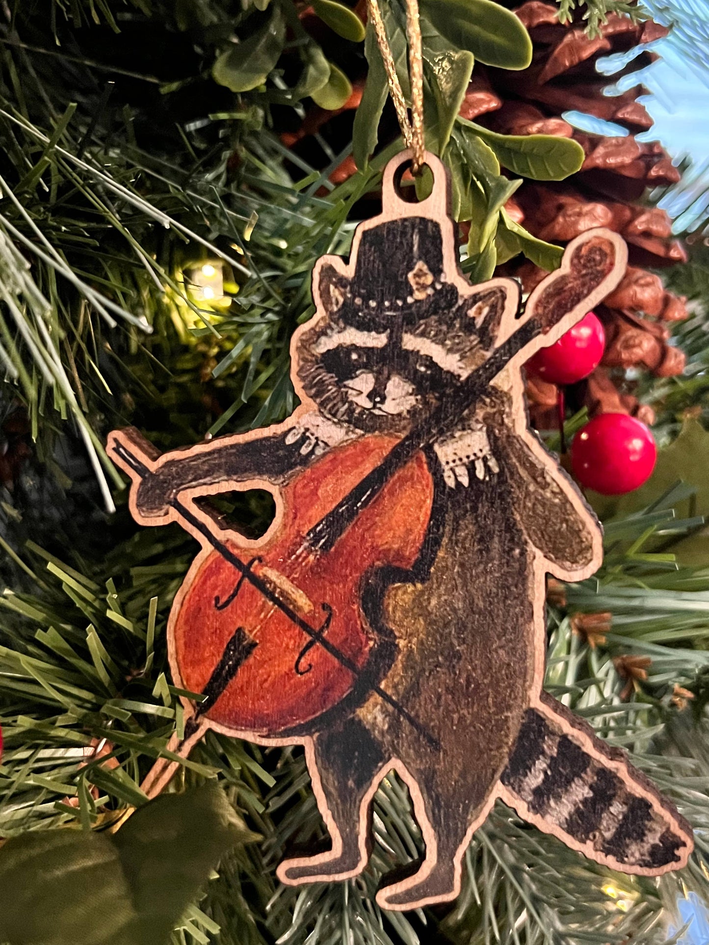Wooden Raccoon Ornament