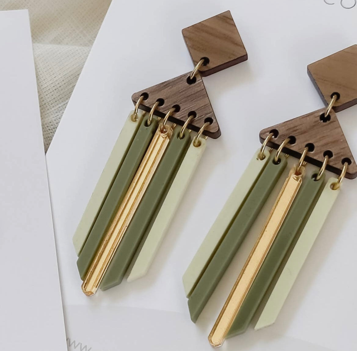 Olive Fringe Drop Earrings