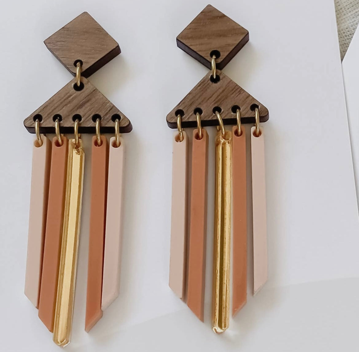 Peach Fringe Drop Earrings