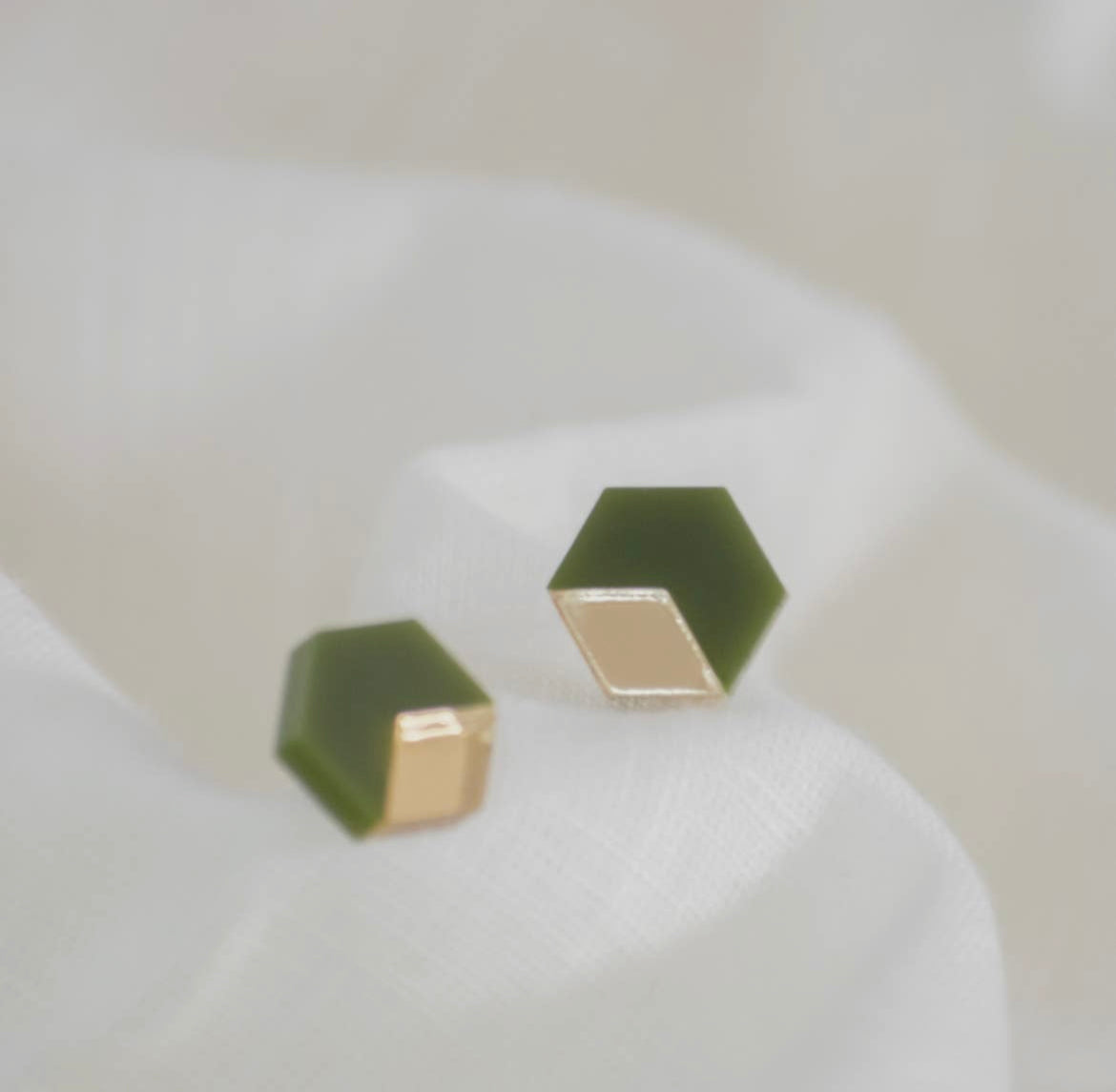 Olive and Gold Belle Stud