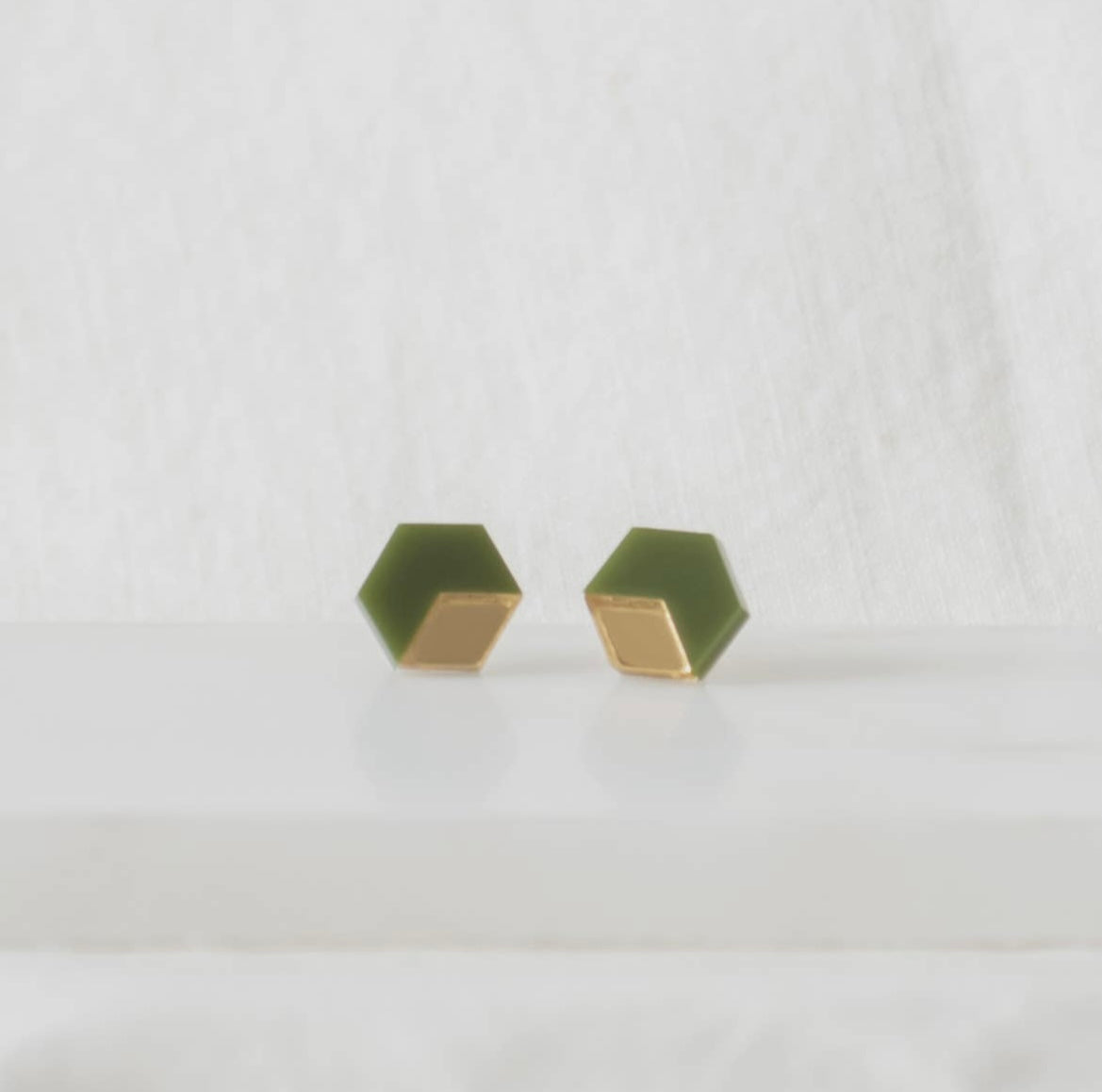 Olive and Gold Belle Stud
