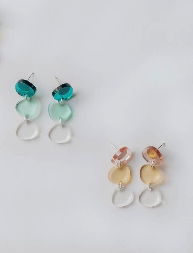 Teal Pebble Drop Earrings