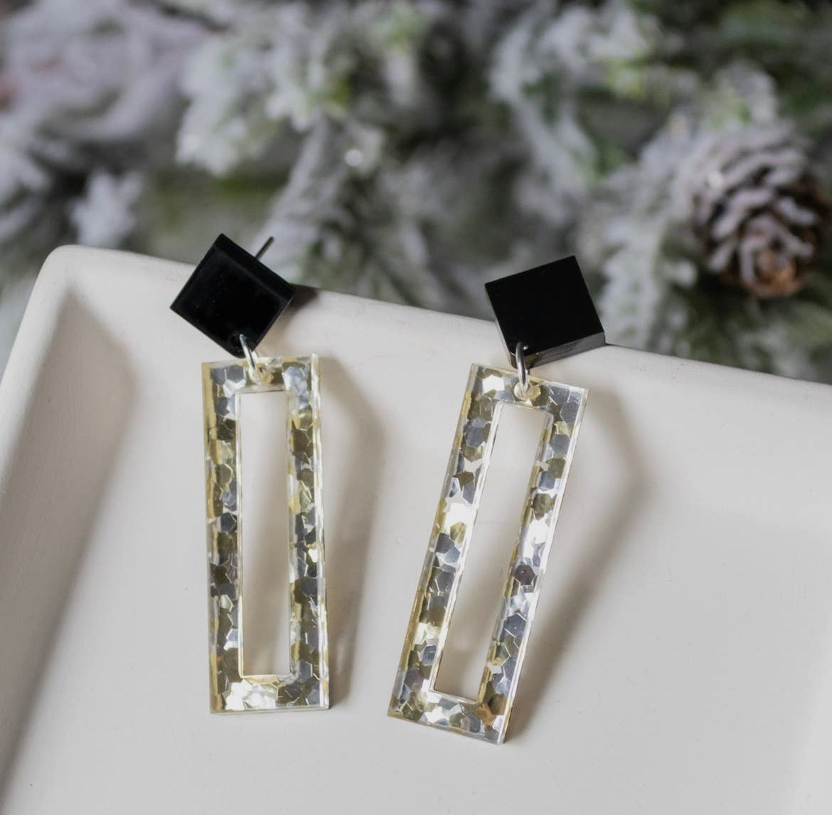 Shimmer Rectangle Acrylic Earring