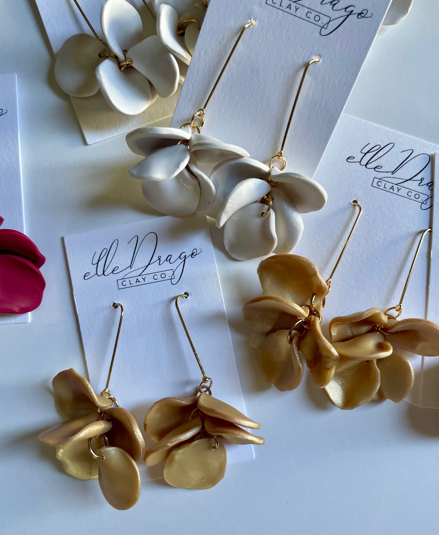 Winter White Petal Drop Earrings