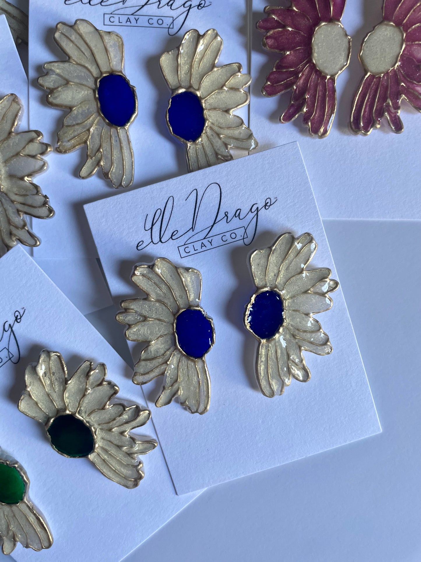White Electric Blue Daisies