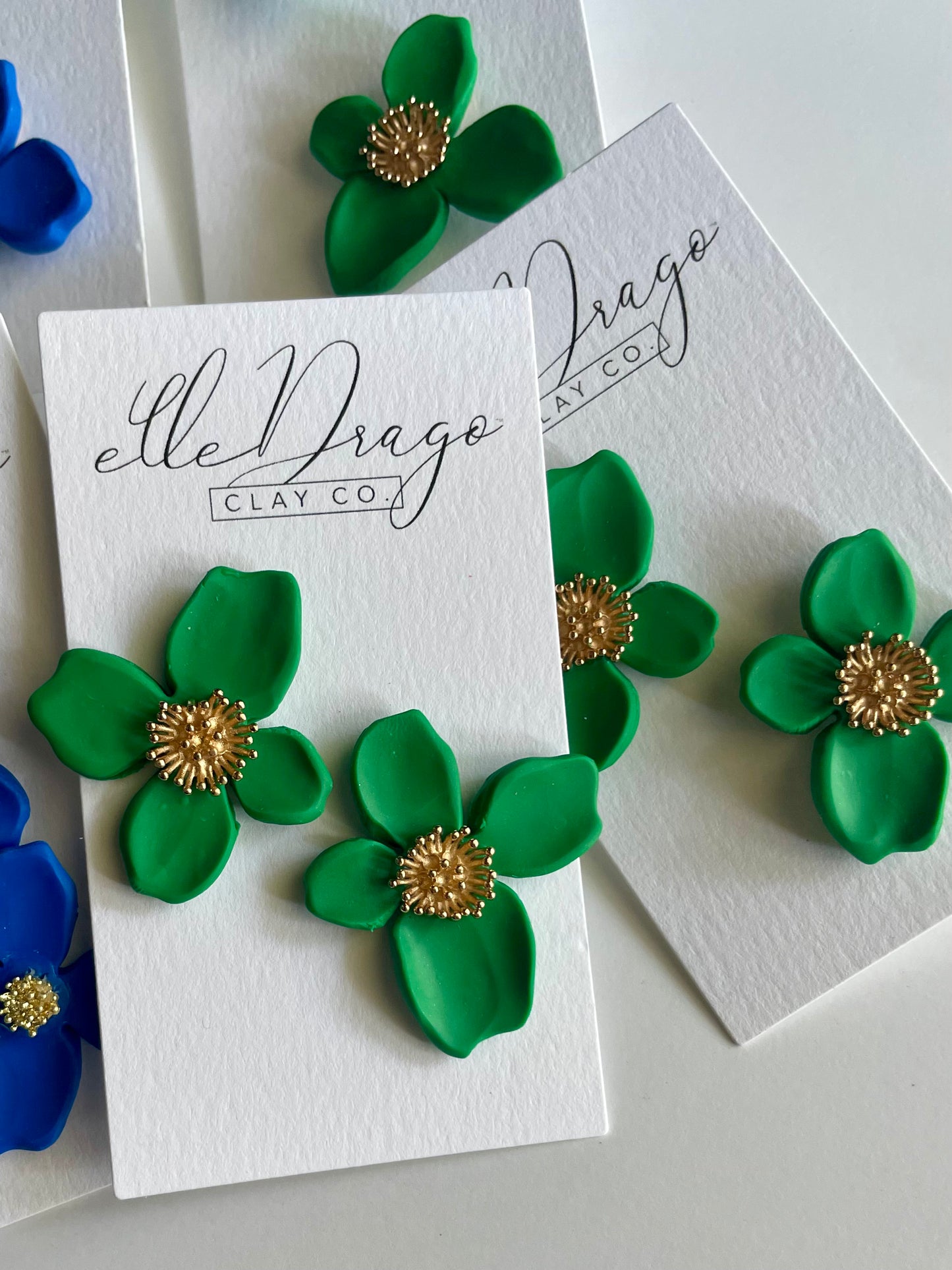 Shamrock Green Magnolia Studs