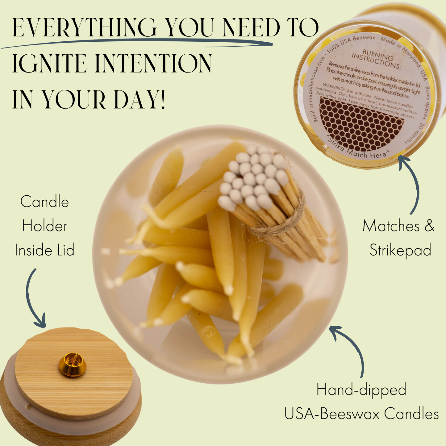20 Minute Beeswax Candle Set