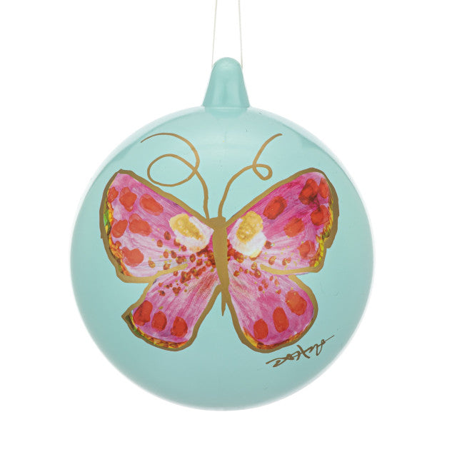 Pink and Sage Butterfly Ornament