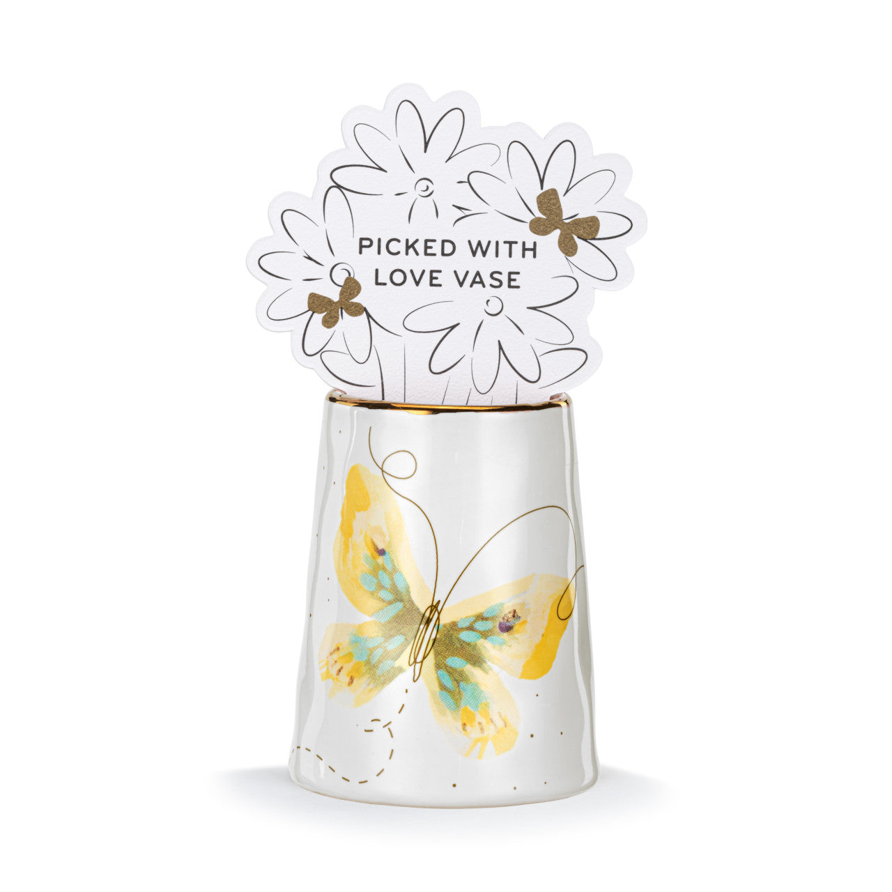 Yellow & Blue Butterfly Picked With Love Vase