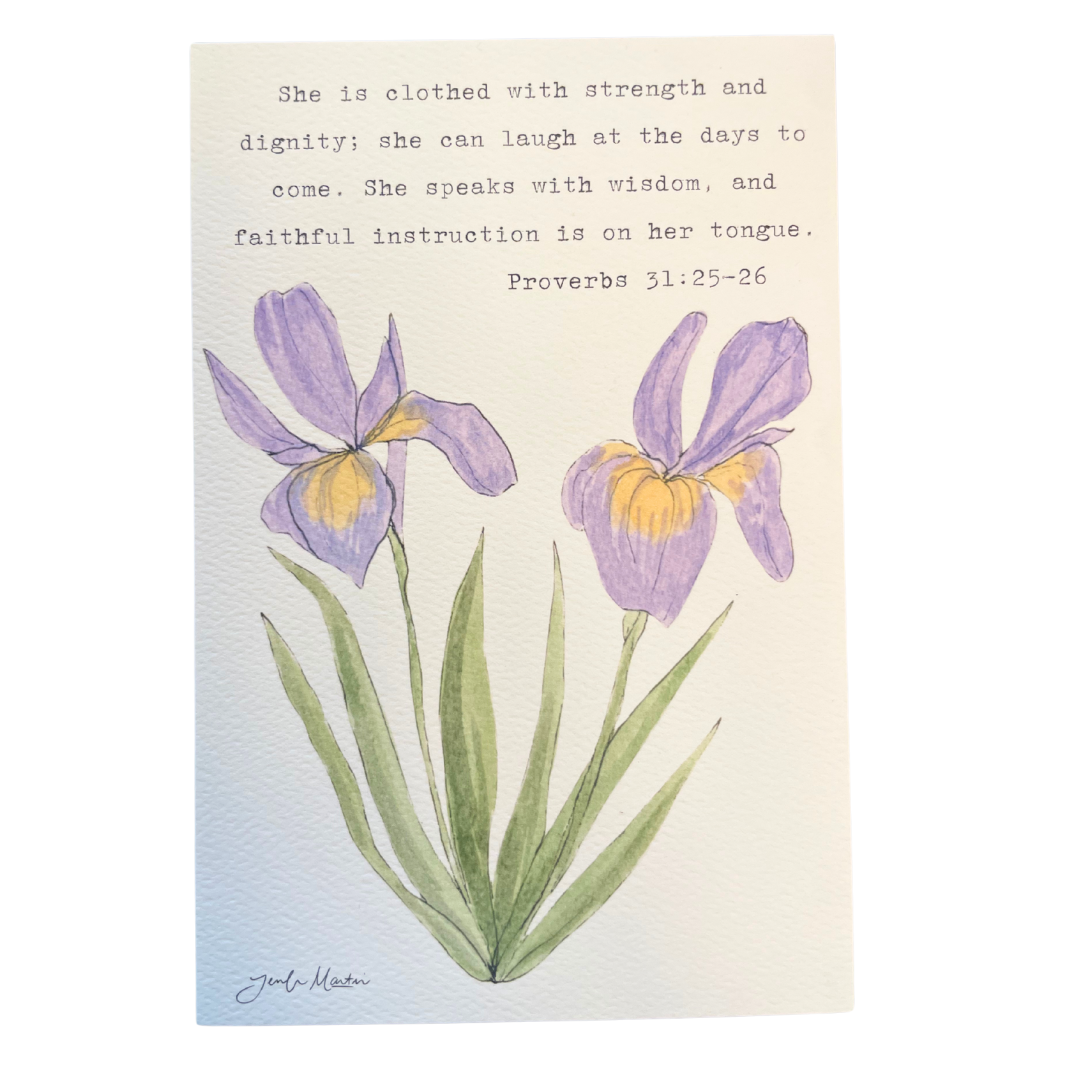 4x6 Floral Verse Print- Proverbs 31:25-26