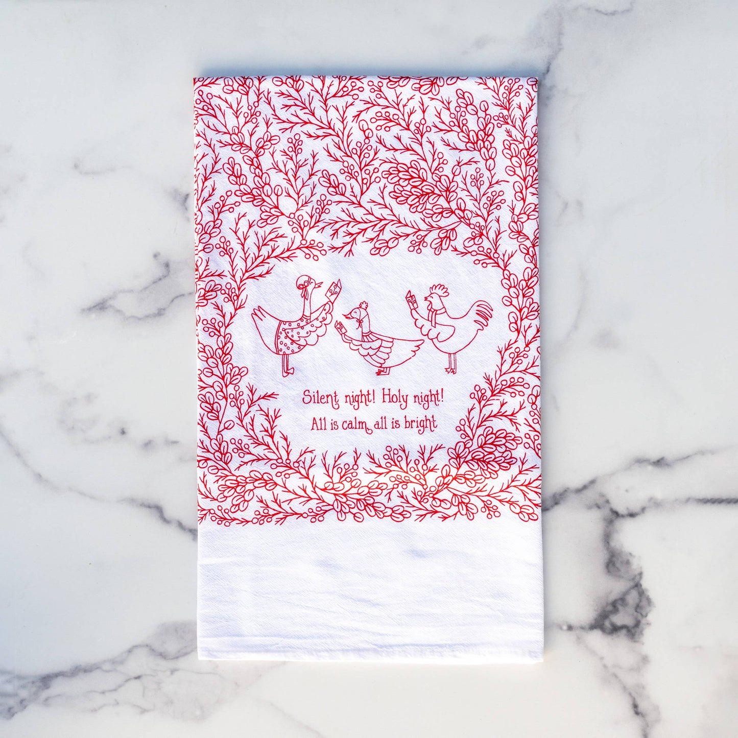 Silent Night Christmas Hymn Tea Towel