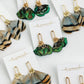 Brown Striped Feather Statement Tassel Earrings