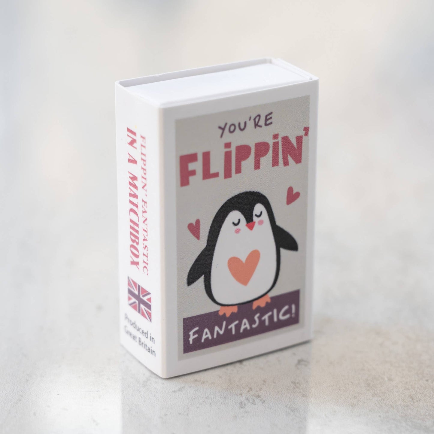 You're Flippin' Fantastic Wool Felt Penguin In A Matchbox