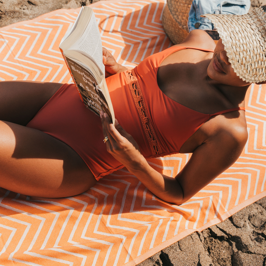 Orange Zigzag Beach Towel