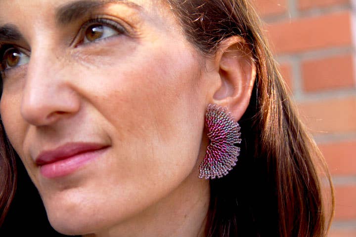 Violet Ginkgo Leaf Earrings