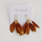Caramel Gold Dipped Feathers Statement Earrings