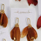 Caramel Gold Dipped Feathers Statement Earrings