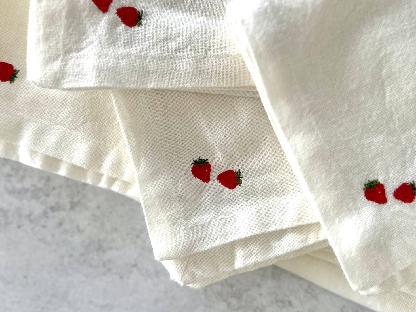 Tiny Strawberry Cloth Napkins, set of four
