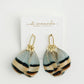 Brown Striped Feather Statement Tassel Earrings