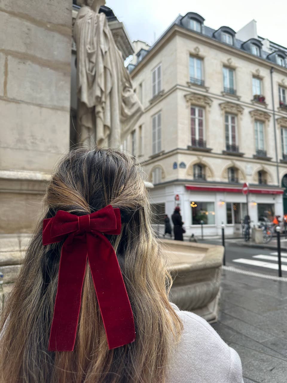 Classic Velvet Hair Bow Barrette | Red