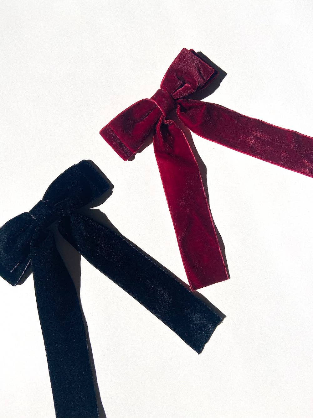Classic Velvet Hair Bow Barrette | Red