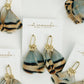 Brown Striped Feather Statement Tassel Earrings